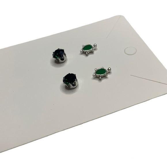 Green turtle earring set - Picture 2 of 3